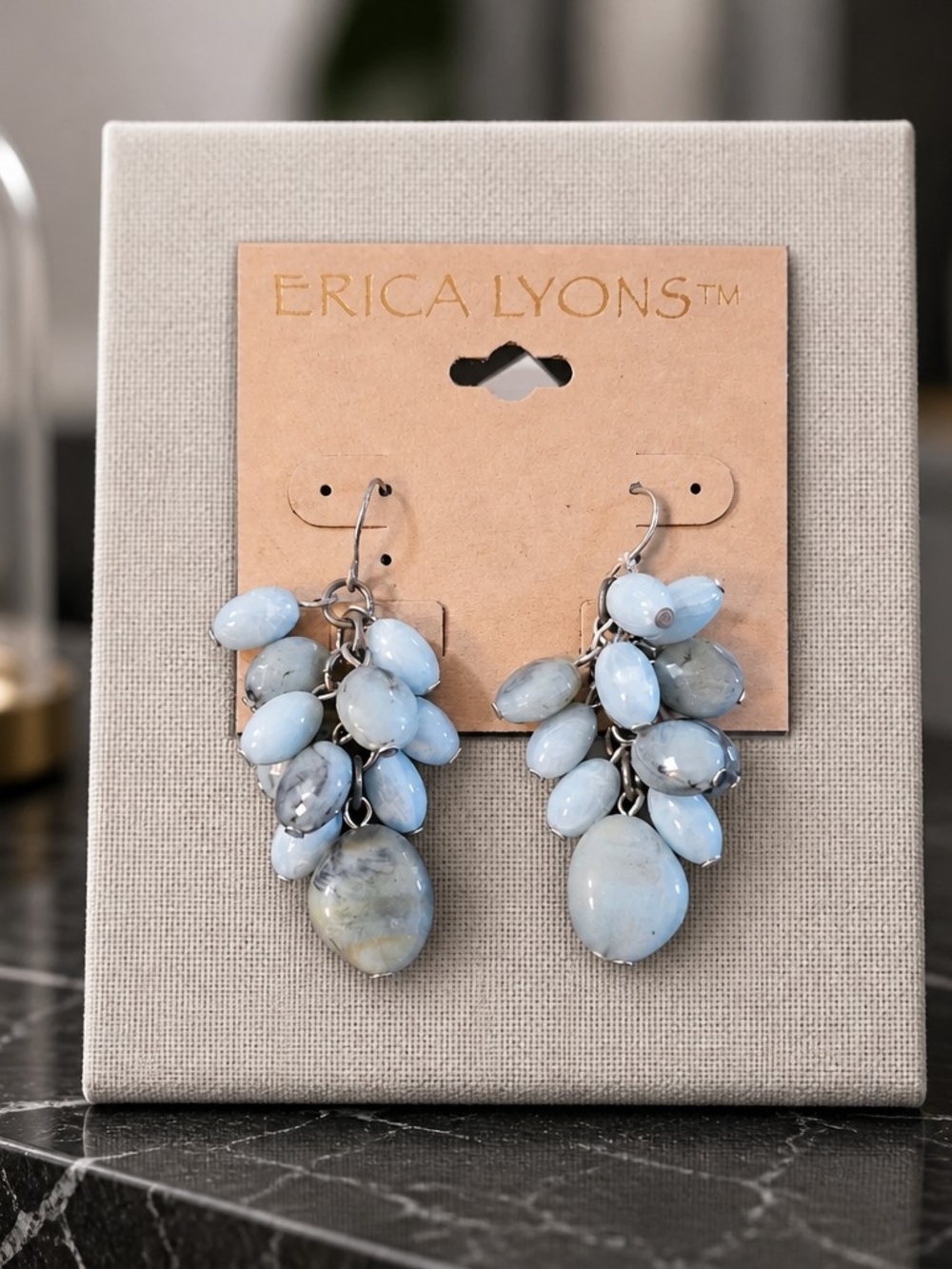 Erica Lyons Pale Blue Cluster Dangle Earrings